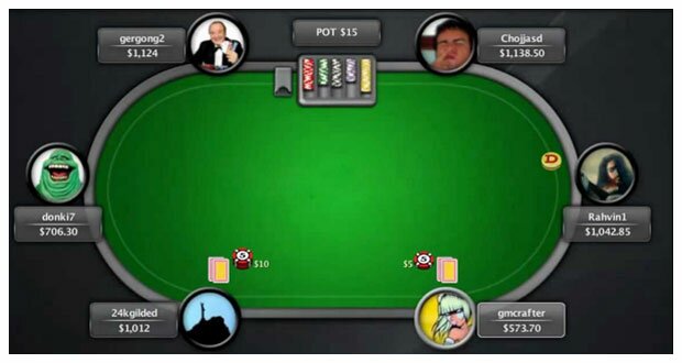 Shot of an Online Poker Table