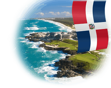 Dominican Republic Coast and Flag