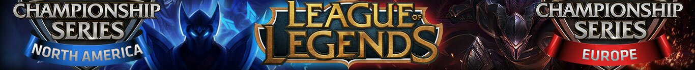 Legue of Legends Banner with NA Championship and EU Championship Crests