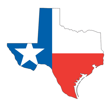 Outline of Texas Filled with Texas Flag