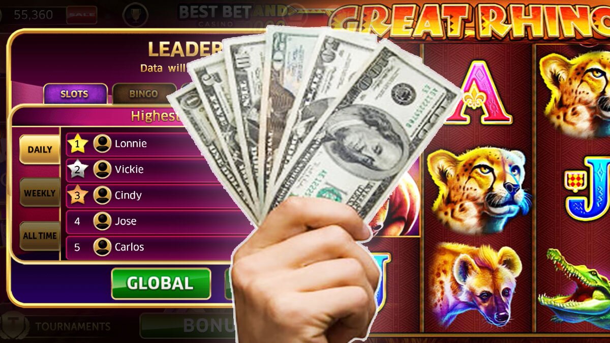 Online Slot Machine and Money in Hand