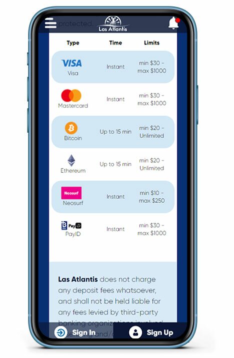 Las Atlantis Banking Options on iPhone