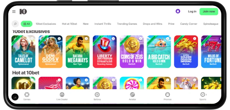 10bet Casino Mobile Play screenshot