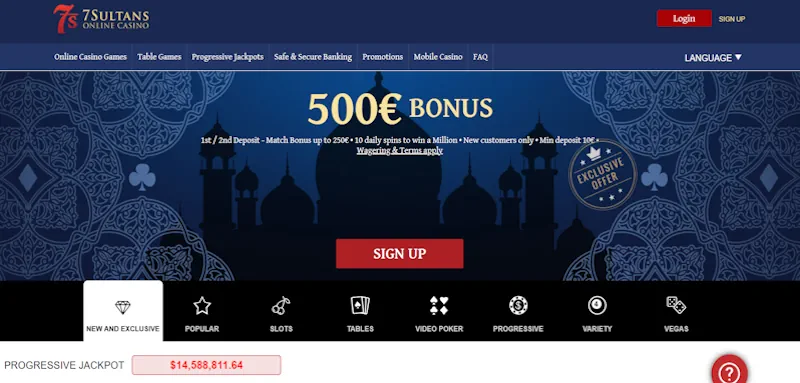 7sultans Casino Welcome Bonus screenshot