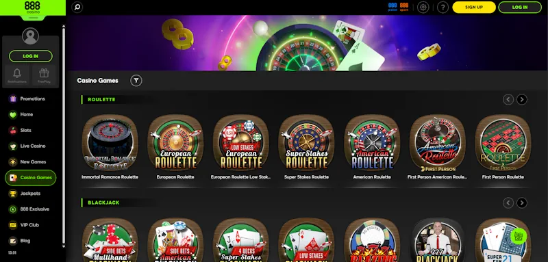 888Casino Table screenshot