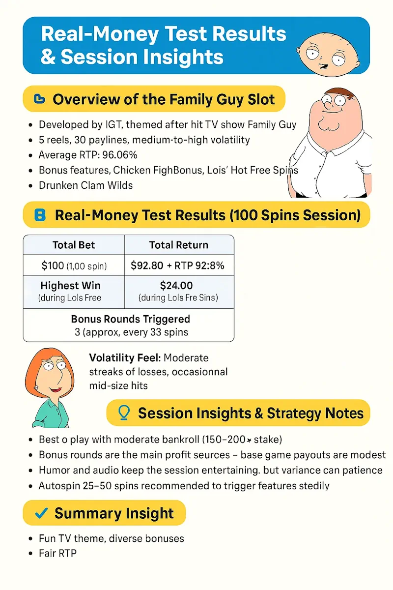 Real-Money Test Results infographic