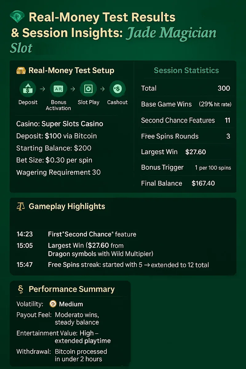 Real-Money Test Results infographic