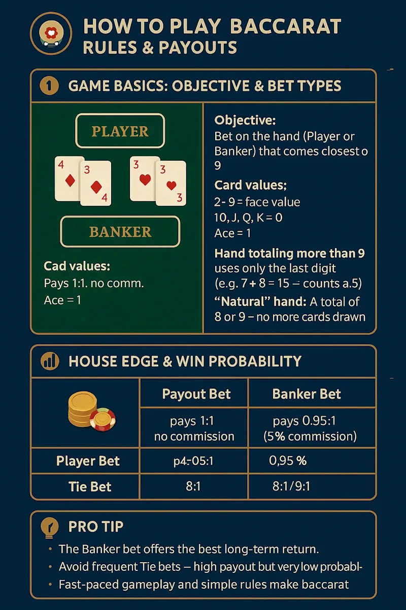 How to Play Baccarat infographic