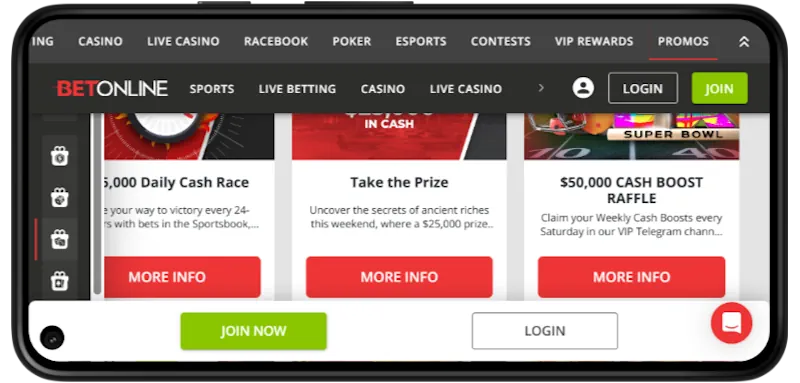 BetOnline Casino Ongoing Offers screenshot