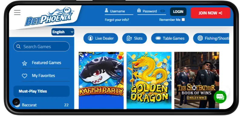 BetPhoenix Casino Mobile Play screenshot