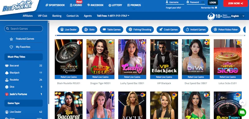 BetPhoenix Casino Live screenshot