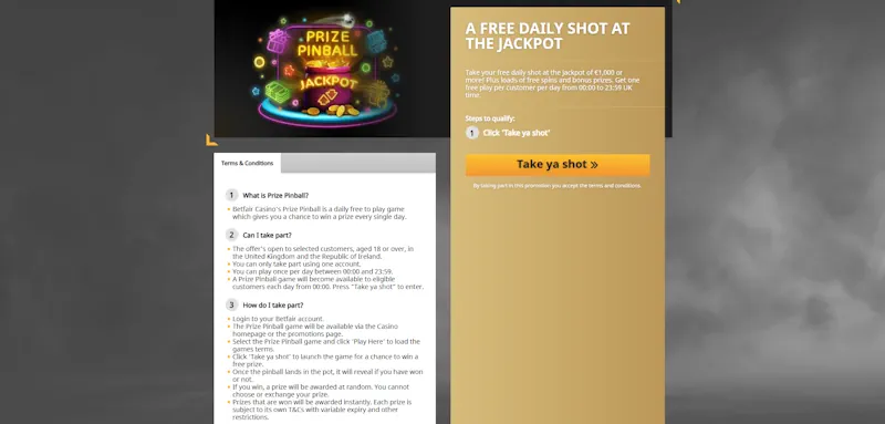 betfair Casino Ongoing Offers screenshot