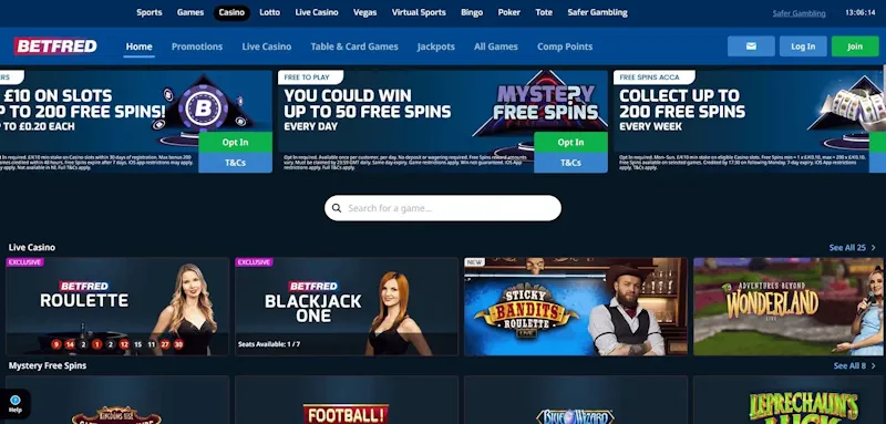 Betfred Casino screenshot