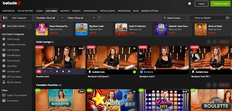 Betsafe Casino Live screenshot