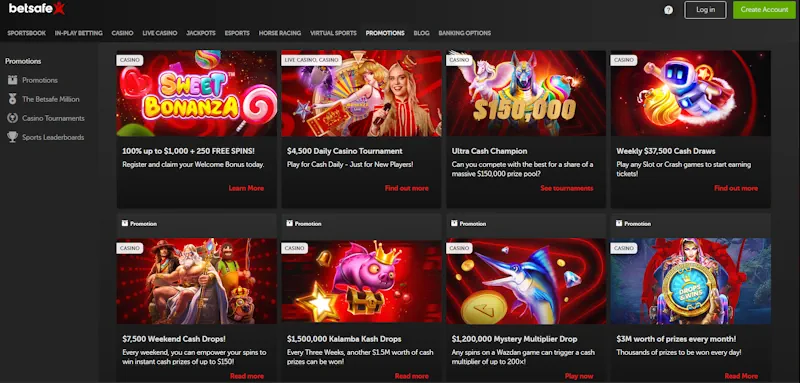 Betsafe Casino Ongoing Offers screenshot