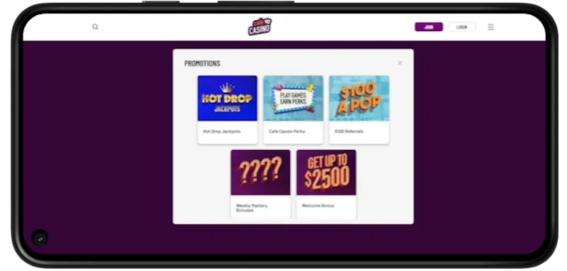 Cafe Casino Ongoing Offers screenshot