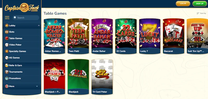Captain Jack Casino Table screenshot