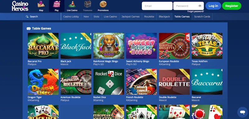 Casino Heroes Table screenshot