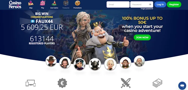 Casino Heroes Welcome Bonus screenshot