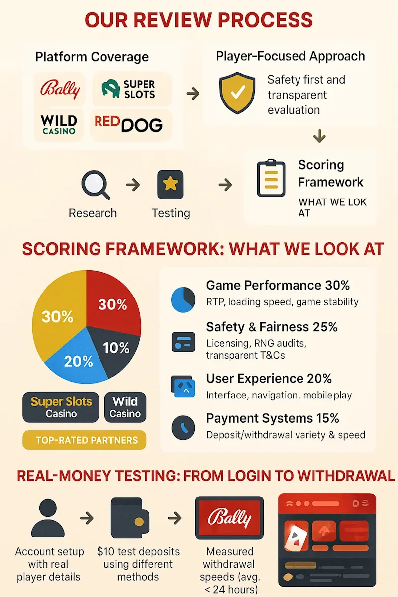 How We Reviewed Bally infographic