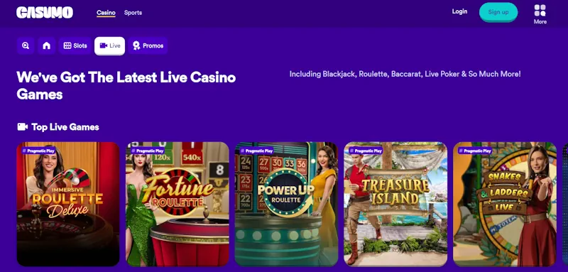 Casumo Casino Live screenshot