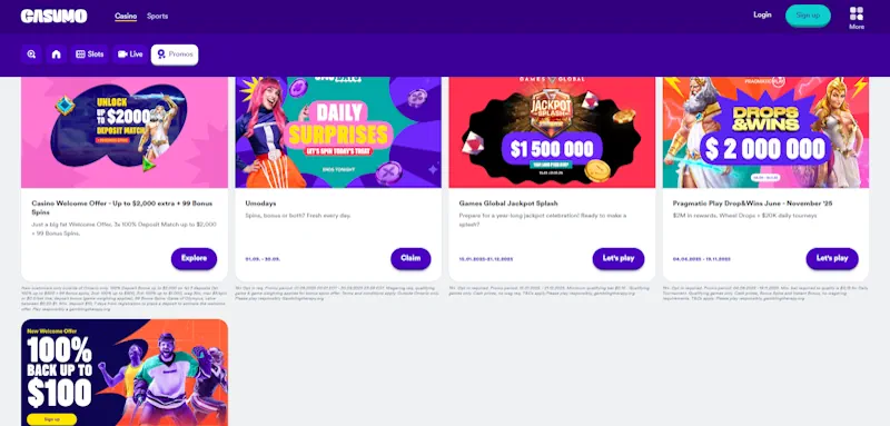 Casumo Casino Ongoing Offers screenshot