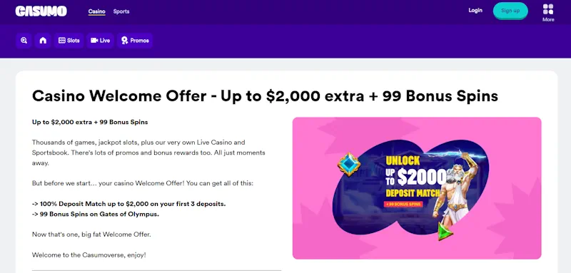 Casumo Casino Welcome Bonus screenshot