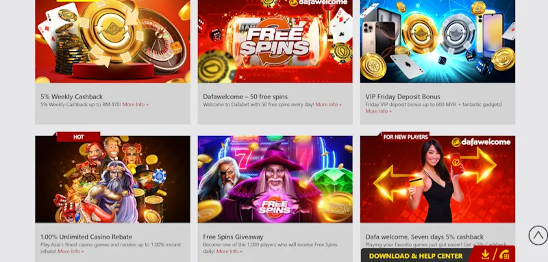 Dafabet Casino Ongoing Offers screenshot