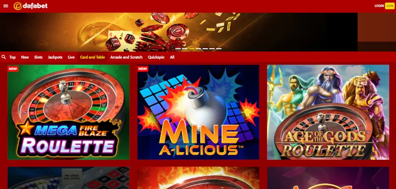 Dafabet Casino Table screenshot