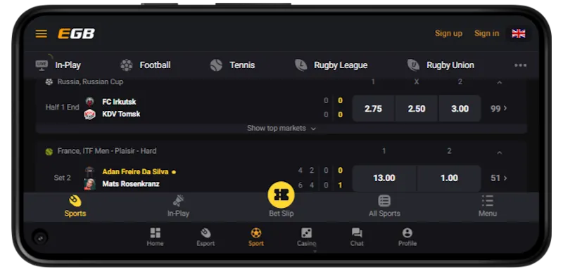EGB Mobile Betting screenshot