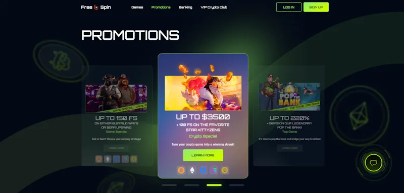 Free Spin Casino Ongoing Offers screenshot
