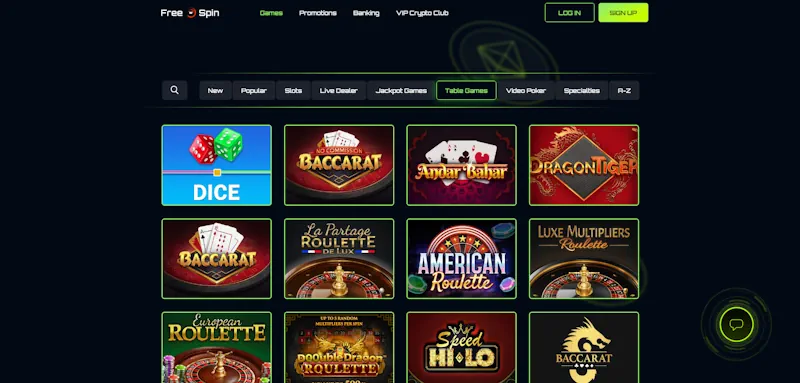Free Spin Casino Table screenshot