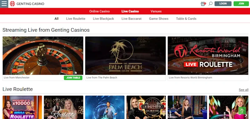 Genting Casino Live screenshot
