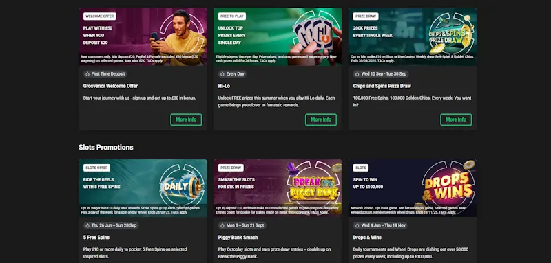 Grosvenor Casino Ongoing Offers screenshot
