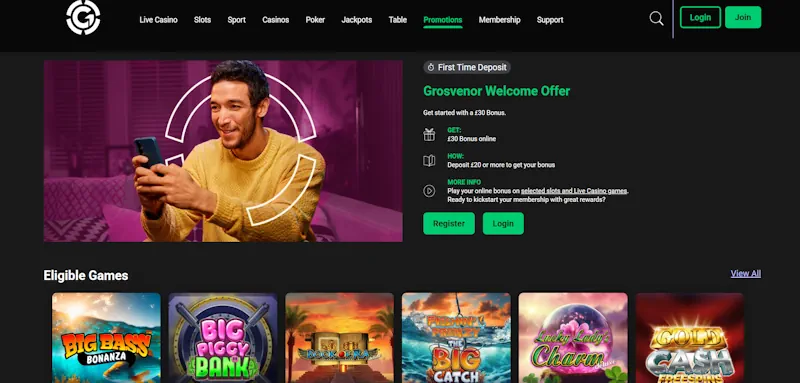 Grosvenor Casino Welcome Bonus screenshot