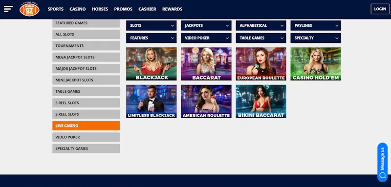 GTBets Casino Live screenshot
