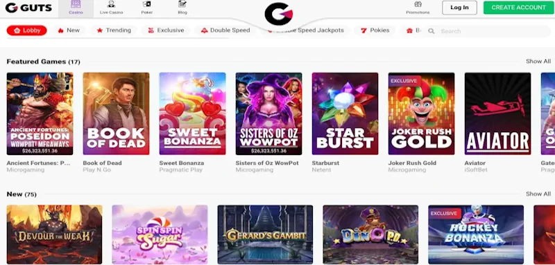  Guts Casino Games screenshot