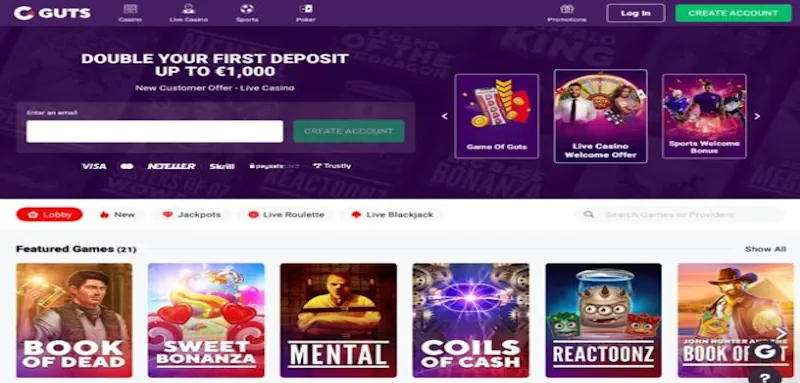  Guts Casino Welcome Bonus screenshot
