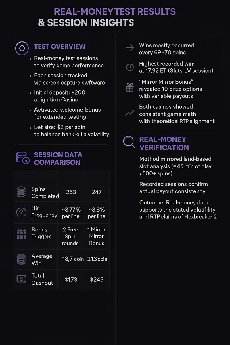 Real-Money Test Results infographic