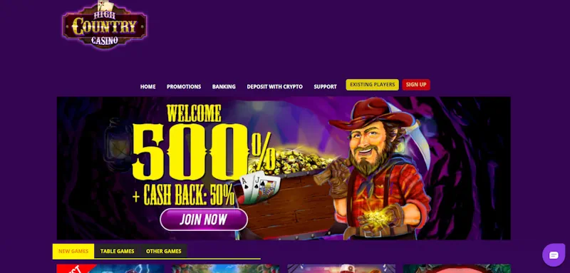 High Country Casino Welcome Bonus screenshot