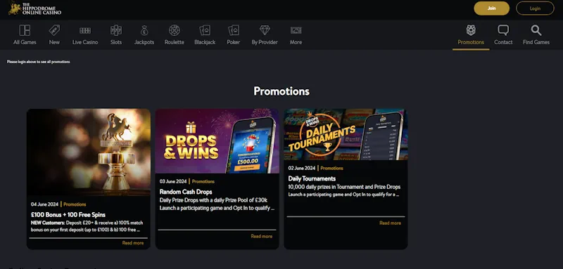 Hippodrome Casino Ongoing Offers screenshot