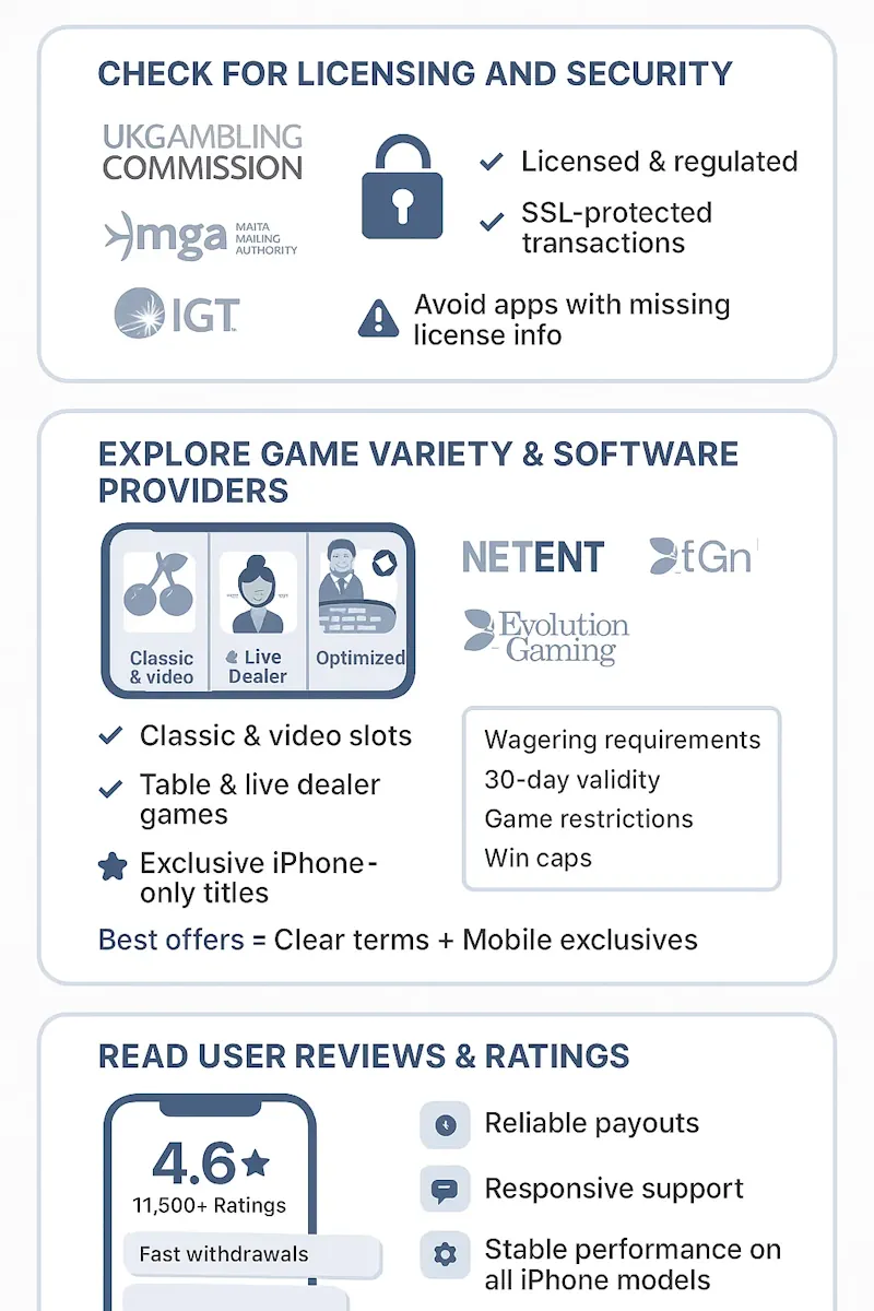 How to Choose the Right iPhone Casino App infographic
