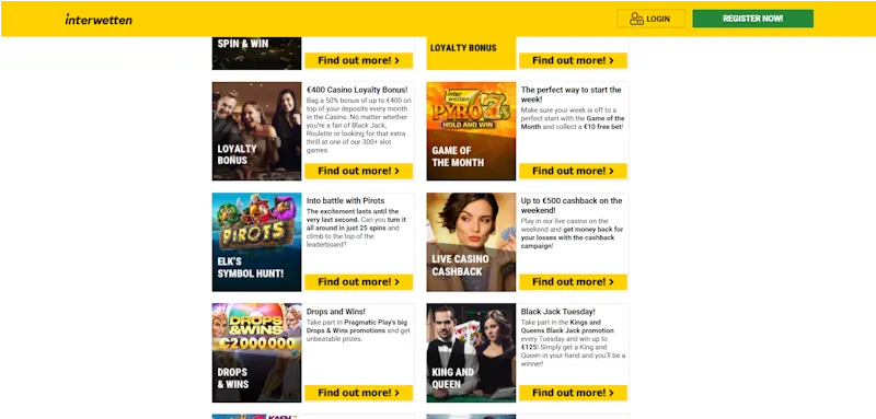 IW Casino Ongoing Offers screenshot