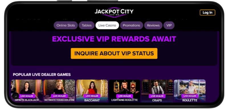 Jackpot City Casino Live screenshot