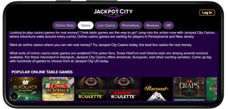 Jackpot City Casino Table screenshot