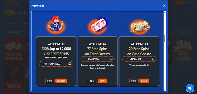 Jackpot Capital Casino Welcome Bonus screenshot