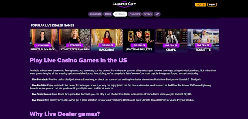 Jackpot City Casino Live screenshot