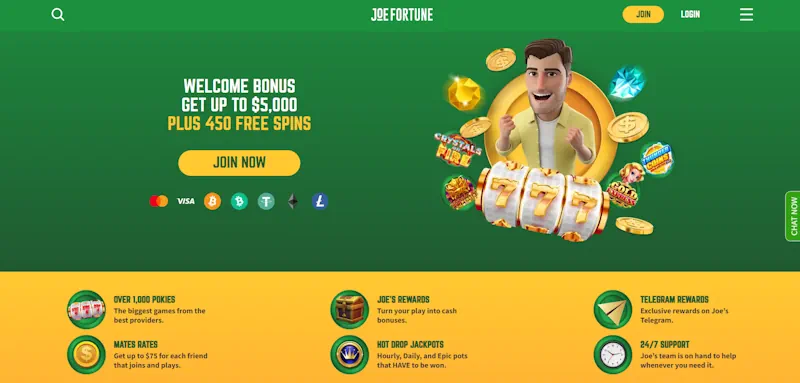 Joe Fortune Casino Welcome Bonus screenshot