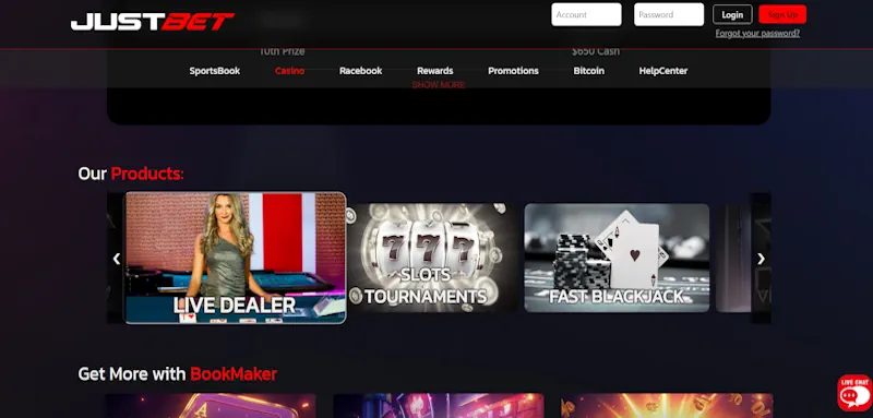 JustBet Casino Live screenshot