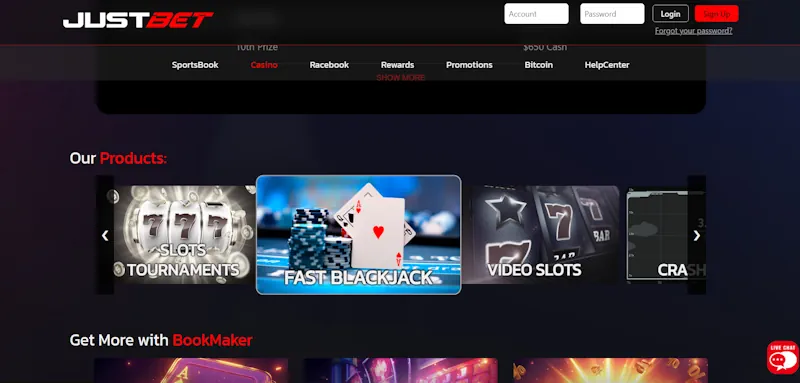 JustBet Casino Table screenshot